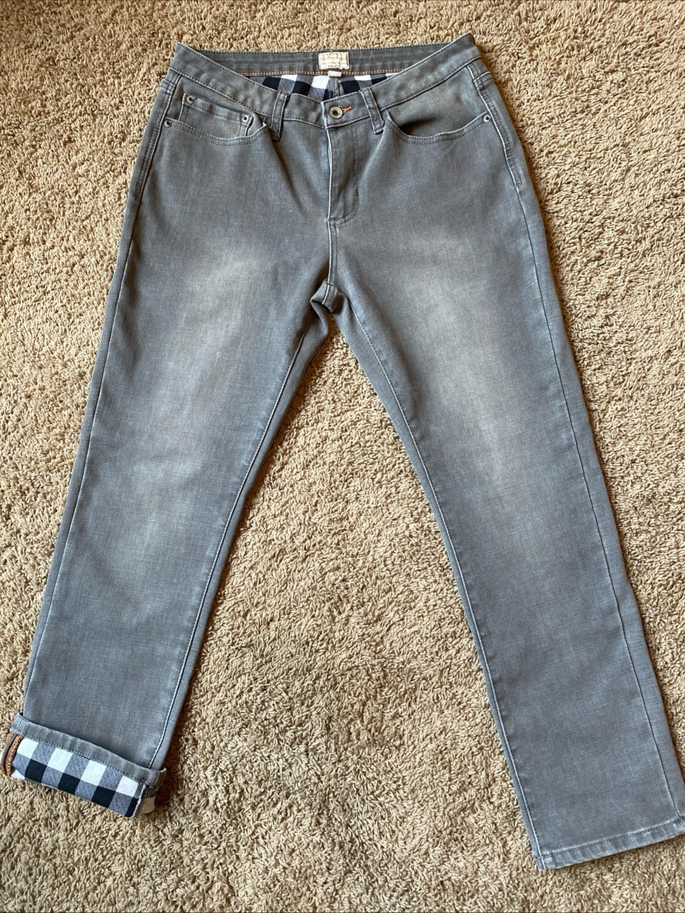 Weatherproof Vintage Jeans Womens 10 Gray Slim Straight Flannel Lining Outdoor